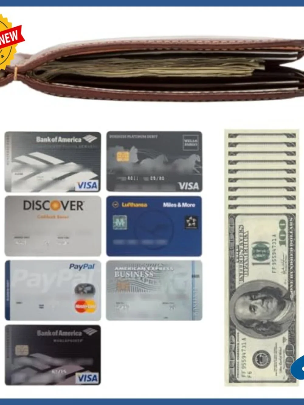 Slim Minimalist Bifold Wallet with Money Clip, Italian Leather Card Case